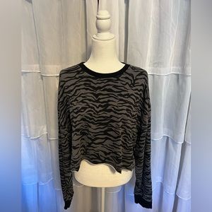 Mono B, size large, cropped, zebra, black and grey long sleeve, new with tag.